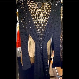 Black crochet duster